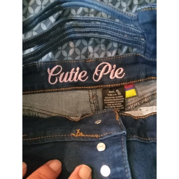 CUTIE PIE JEANS COLOR DARK DEMIN SIZE (15) STRETCH, FLARED - Picture 3 of 7